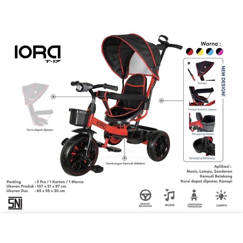 BABY STROLLER PMB IORA T17 TRICYCLE T-17 T 17 DORONGAN ANAK BAYI KERETA DORONG ANAK BAYI T09 T 09 T10 T 10 T11 T 11 T18 T 18 T21 T 21 T22 T 22 T23 T 23