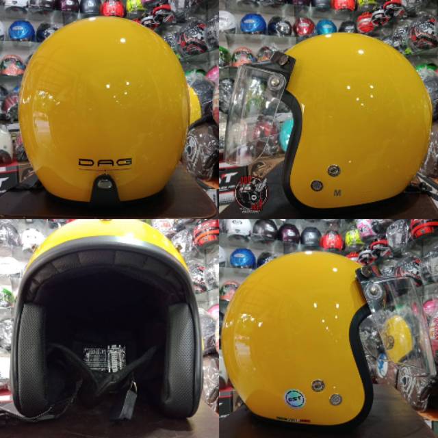 Helm Bogo DAG kuning yellow sunshine kaca flat cembung