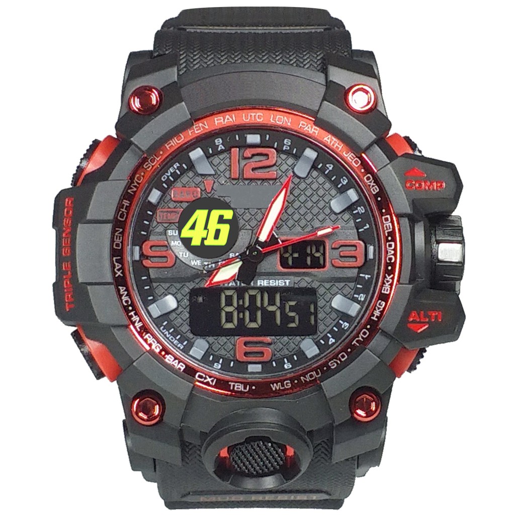 (Istimewa Bossque) Jam VALENTINO ROSSI 46 DT List Merah (Exclusive)