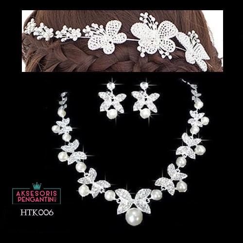 Paket Perhiasan Pesta Wedding-Aksesoris Kalung Tiara Pengantin-HTK 006