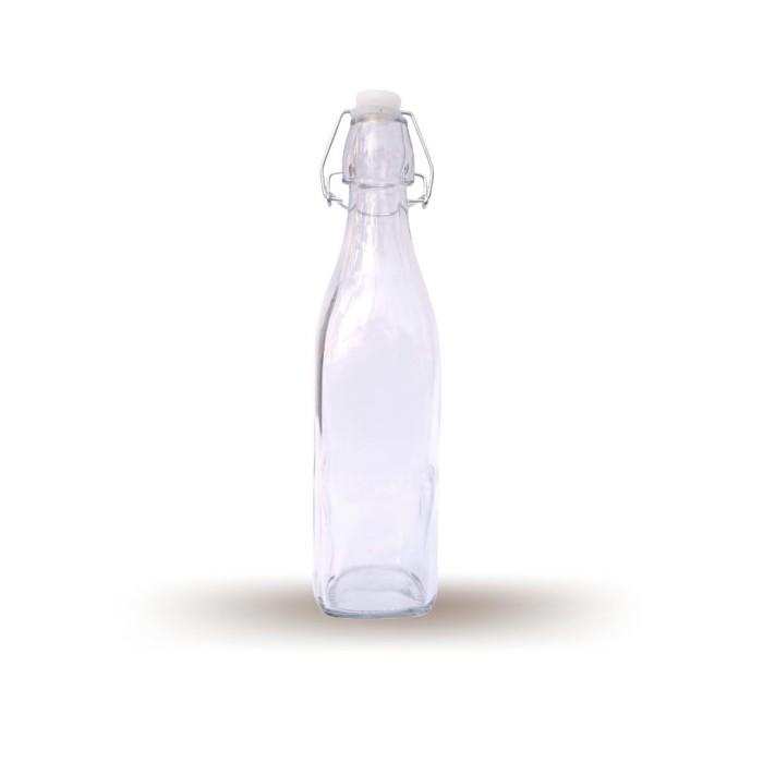 Bormioli Swing Kotak 1 Liter | Botol Kaca 1000 mL | Botol Kait 1 liter
