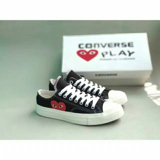 Sepatu Converse Allstar cdg play black white import Made in china