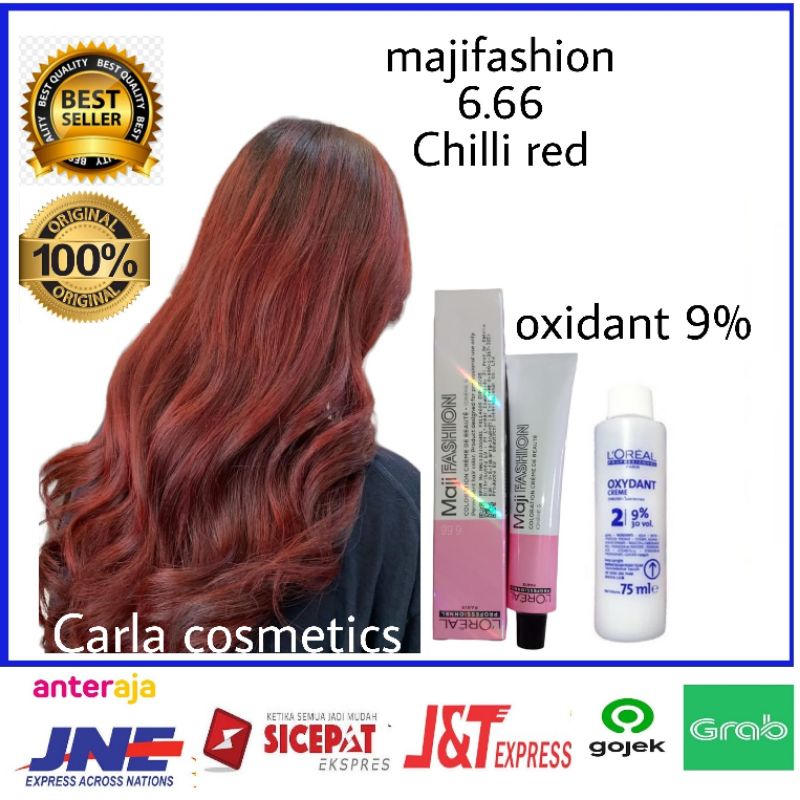 cat rambut Loreal majifashion 6.66 Chilli red + oxidant L'oreal 75ml  / pewarna rambut Loreal majifa