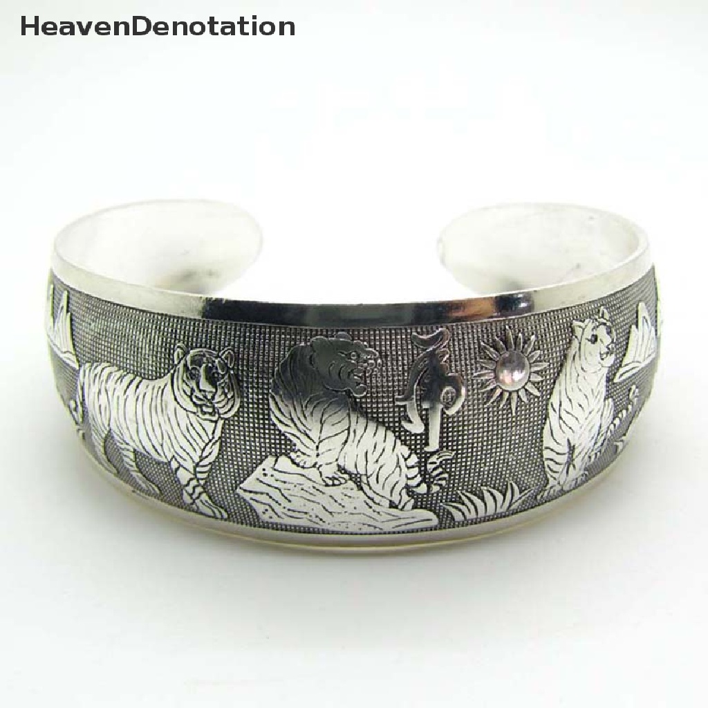 Gelang Bangle Desain Totem Harimau Putih Tibet Bahan Silver