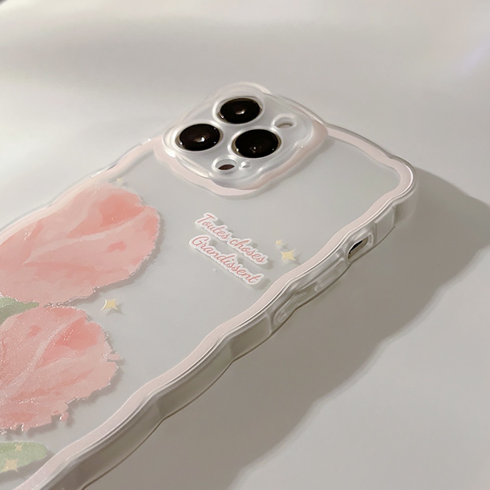 Soft Case Pelindung Lensa Kamera Motif Tulip Dan Awan Tahan Banting Untuk iPhone 13 Pro Max 11 12 Pro X XS Max 7 8 Plus SE 2020