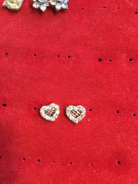 Anting duduk paku cucuk stud anak dan dewasa emas asli kadar 700 70% 22 1.1 - 1.3 satu g gr gram love kupu salib