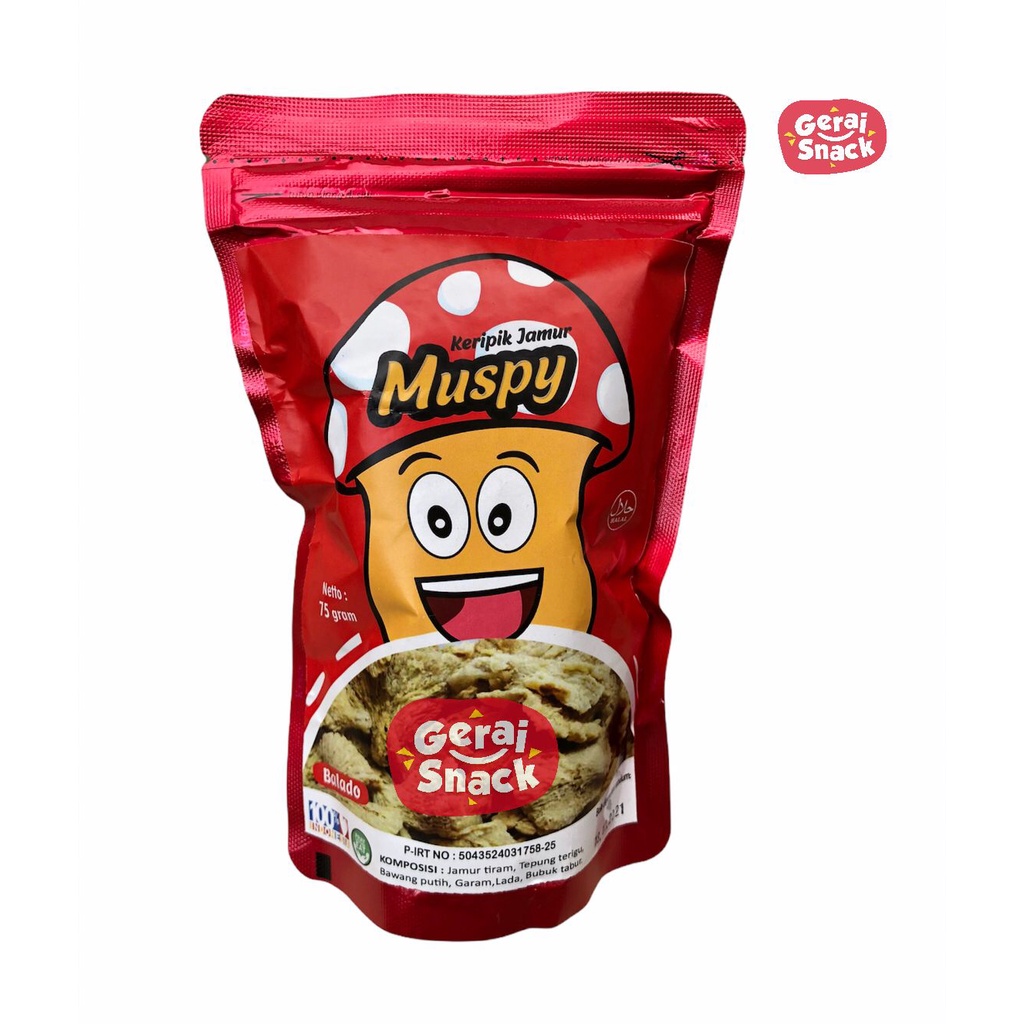 Muspy Keripik Jamur Tiram Crispy Best Seller  Renyah Cemilan Keluarga 75g