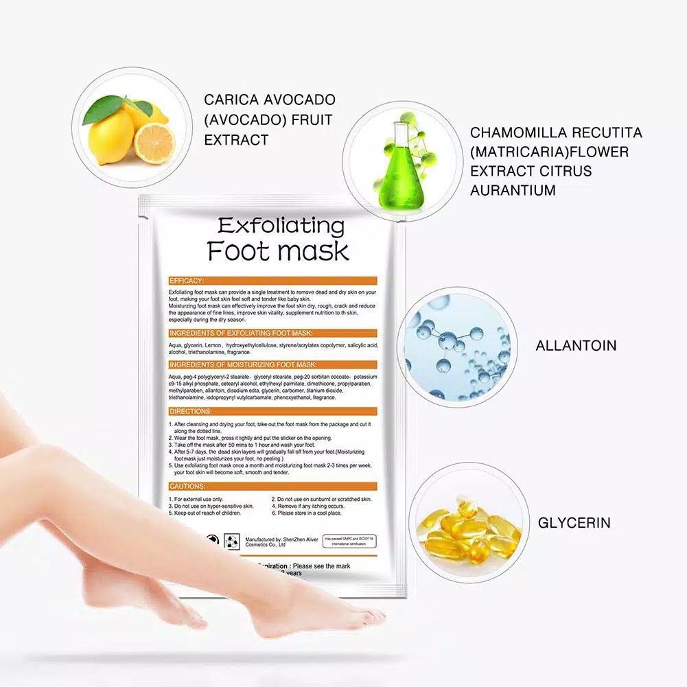 ALIVER Foot Mask Exfoliating Foot Care Aloevera Lemon