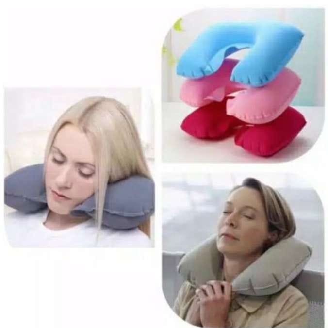 Bantal Leher Tiup Travel Pillow Bantal Portable