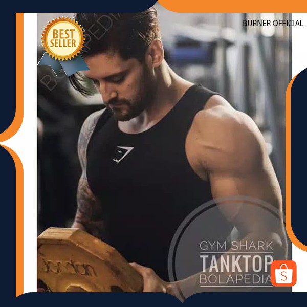 Singlet baju kaos gym fitness shark gym training pria