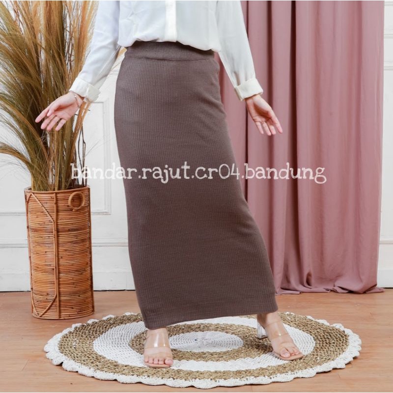 ROK RAJUT SPAN/ROK SPAN KNITED BRANDED 12 GATE.-Burgundy rok