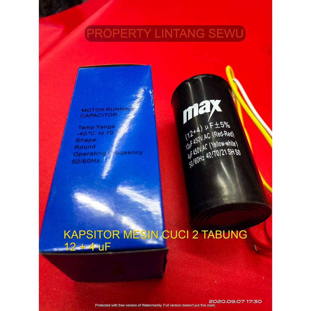 capasitor kapasitor mesin cuci 2 tabung 12 + 4 mikro 450 volt