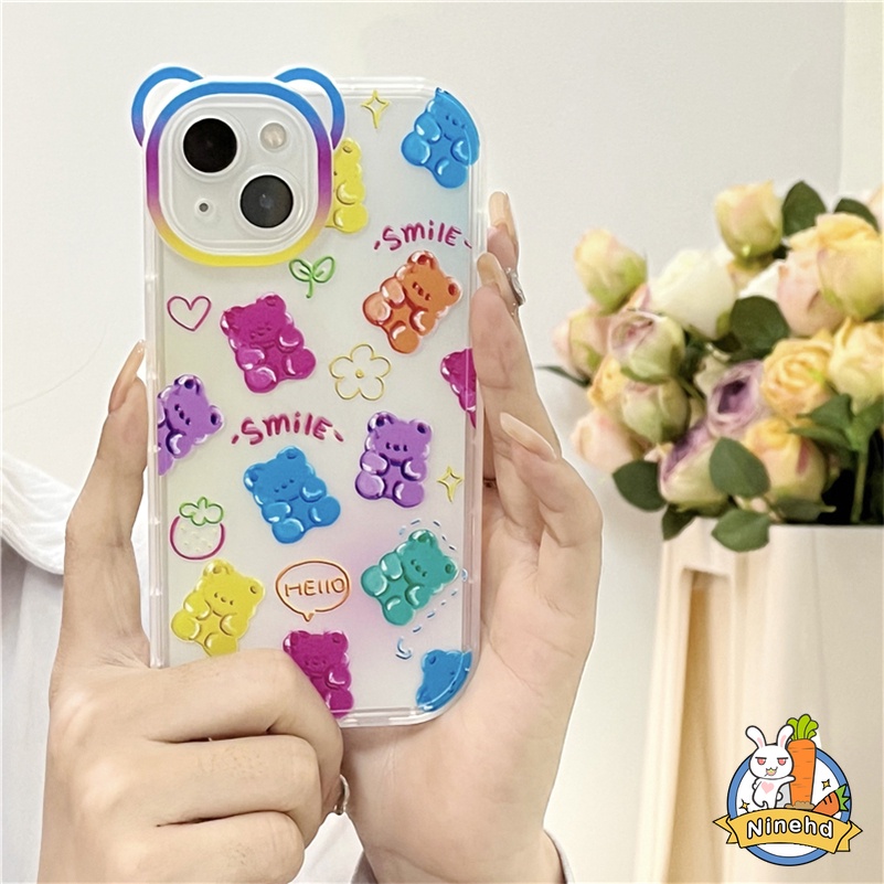 Soft Case TPU Motif Beruang Untuk iPhone 13 12 11 Pro Max X Xr Xs Max SE 2020 8 7 6 6s Plus