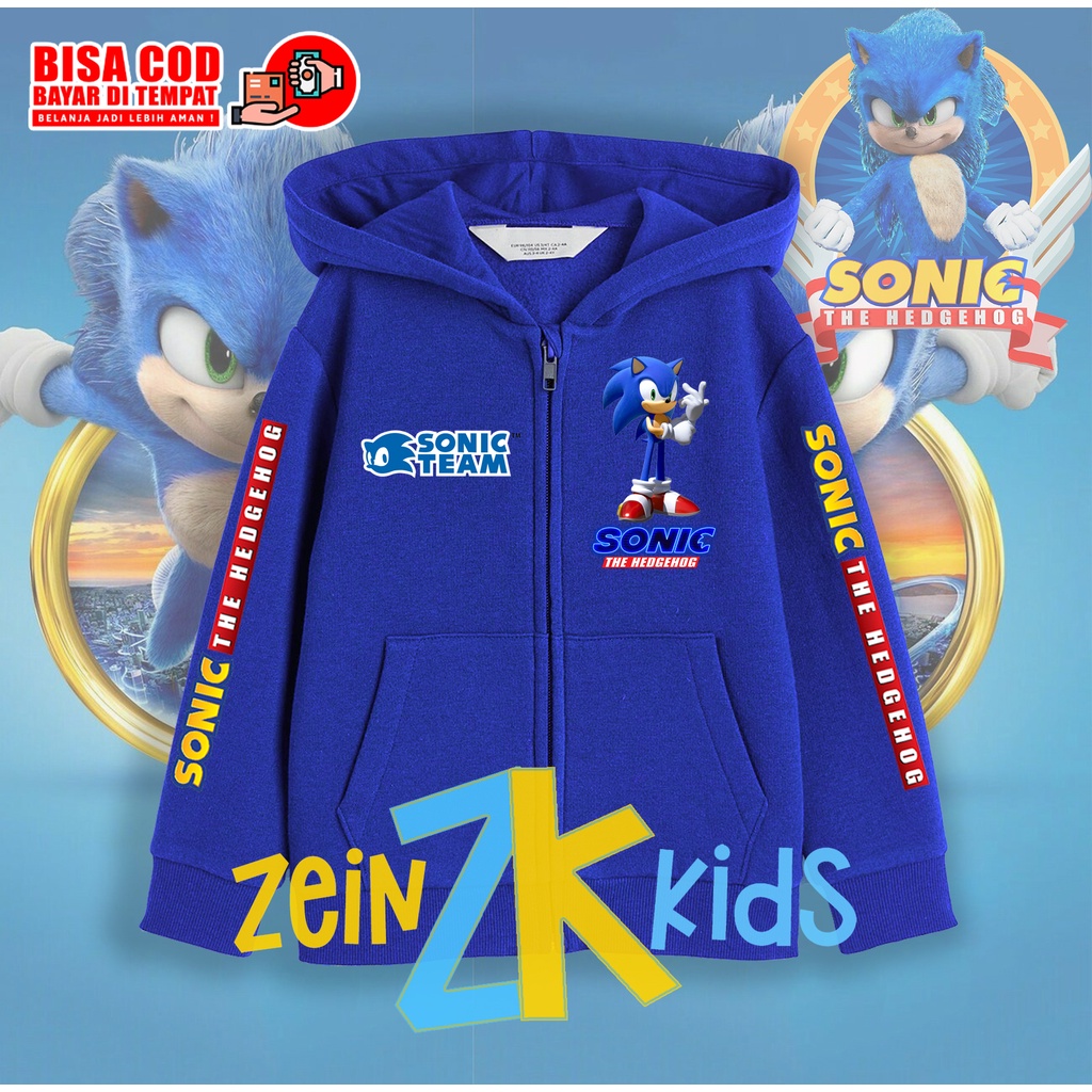 Jaket Zipper Anak Sonic The Hedgehog / Hoodie Sonic The Hedgehog Anak
