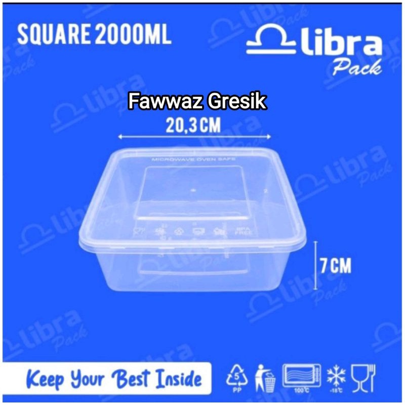 Thinwall Square SQ / Tepak Plastik Persegi 2000ml