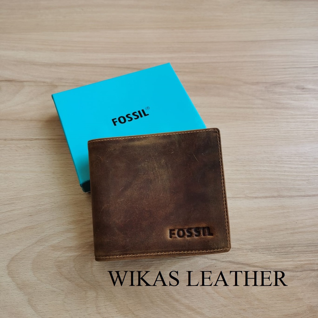 Dompet Pria Kulit Asli Model Tidur WKS-13 Tekstur Kulit Crazy Horse-7