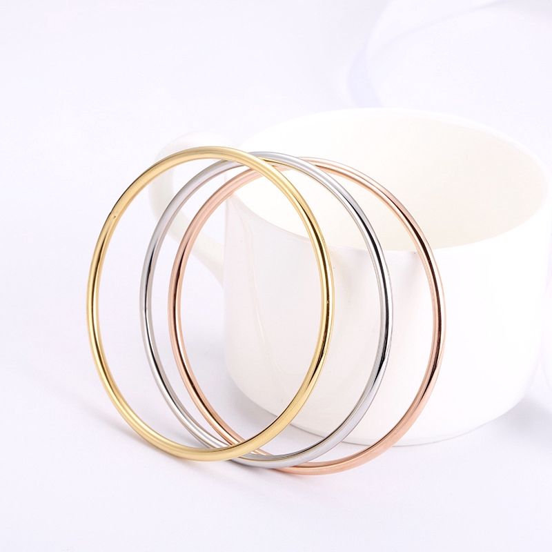 Gelang Titanium Steel Warna Rose Gold 18K Gaya Korea untuk Pasangan-6