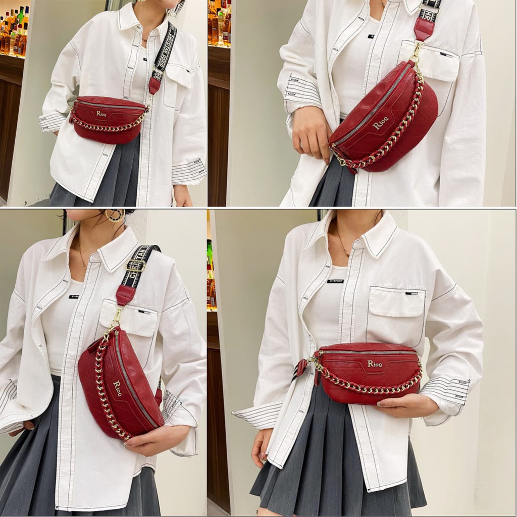 TAS IMPORT SELEMPANG KULIT WANITA WAIST BAG PREMIUM DADA BUENDIA KEKINIAN FASHION KOREA MURAH BATAM