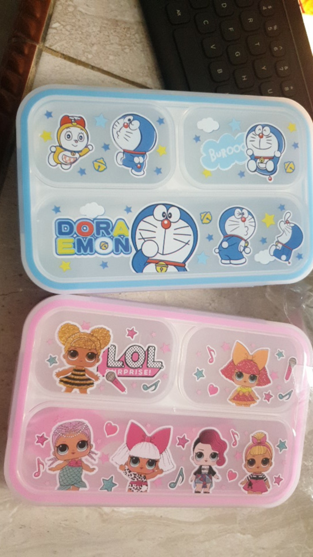 Tempat Makan Grid Lunch Box Fashion Tiga Sekat Karakter.