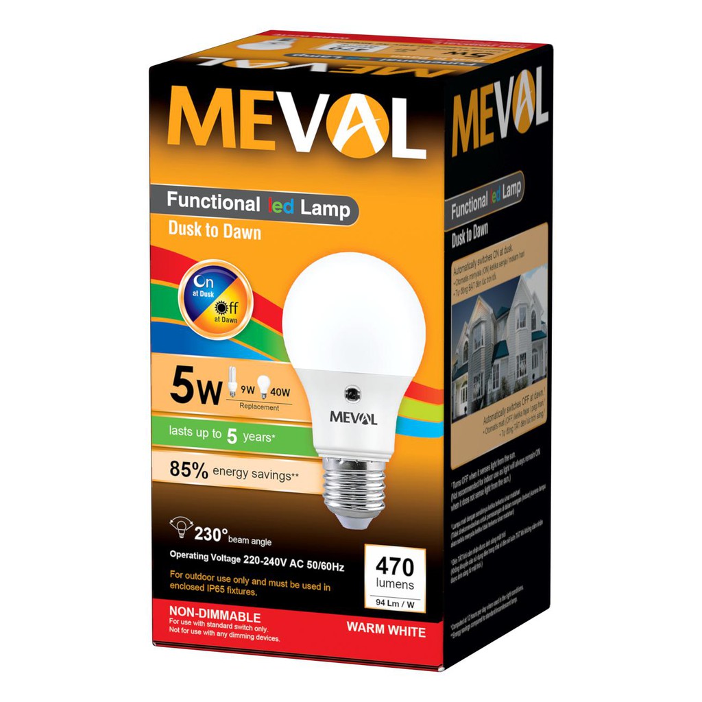 Meval LED Photo Sensor 5W - Kuning