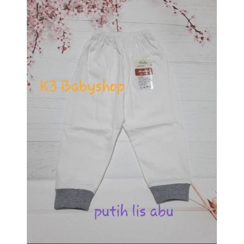 Celana panjang rib aerilyn putih khaki navy abu celana newborn bayi anak SNI piyama anak