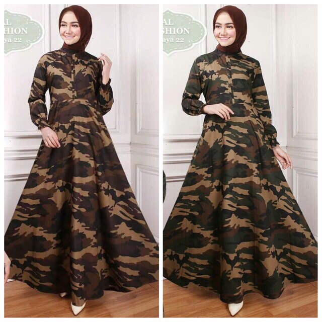 Hijab Modern Gamis Dress Katun Jepang Army HARGA GROSIR Busana Maxi Muslim Baju Abaya Wanita Korea