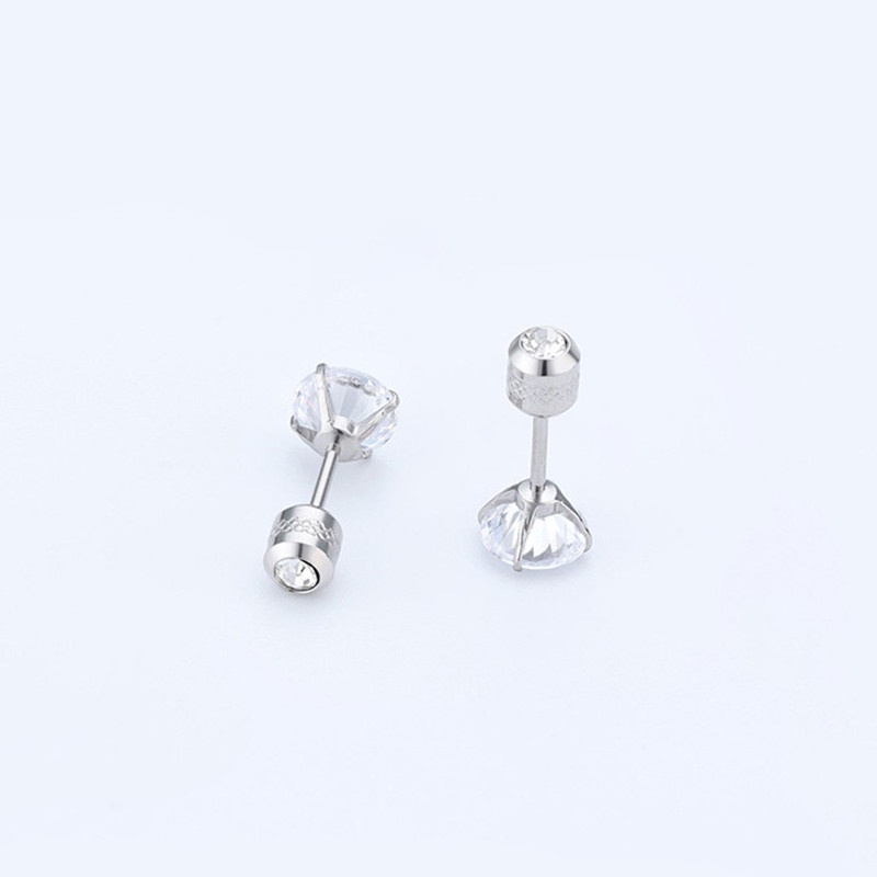 [ACKER] 1pasang Anting Titanium Stainless AAA+Zircon Diamond Untuk Pria/Wanita