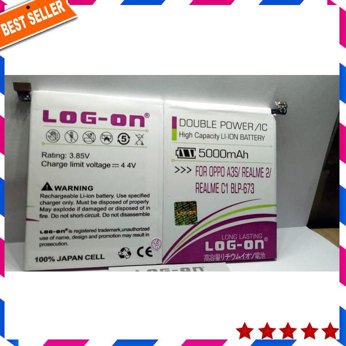 Baterai Realme C1 Realme 2 Oppo A3S Blp673 5000Mah Double Power Log On