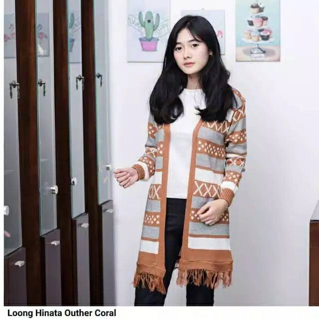 Long hinata kardigan rajut / Outer wanita / atasan wanita