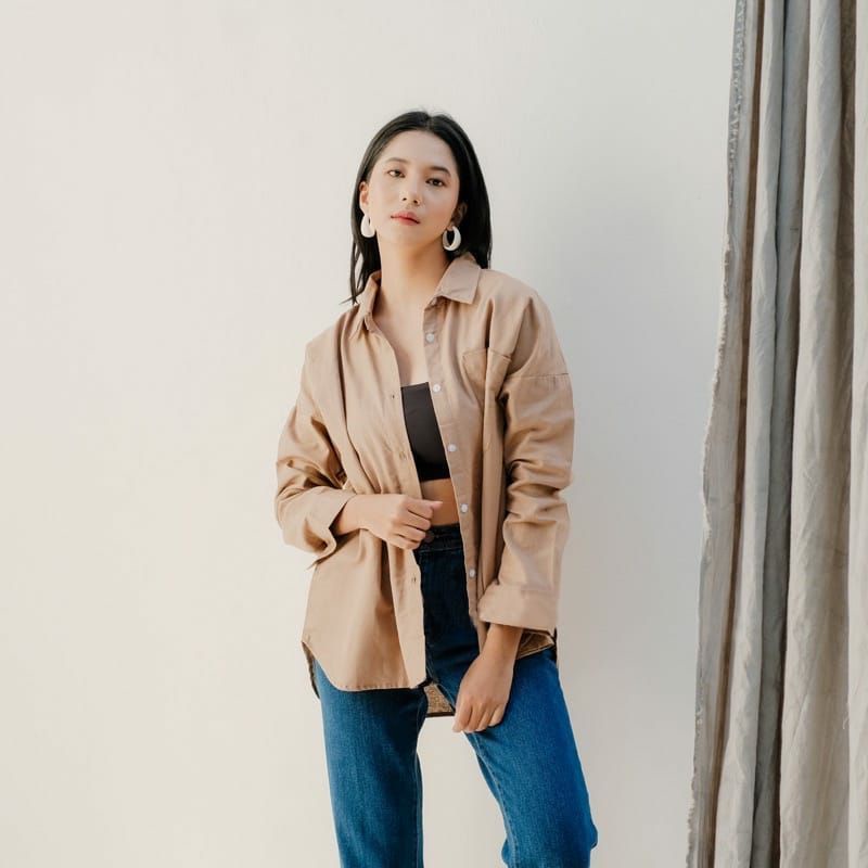 kemeja jkt48 oversize / atasan wanita basic korean style