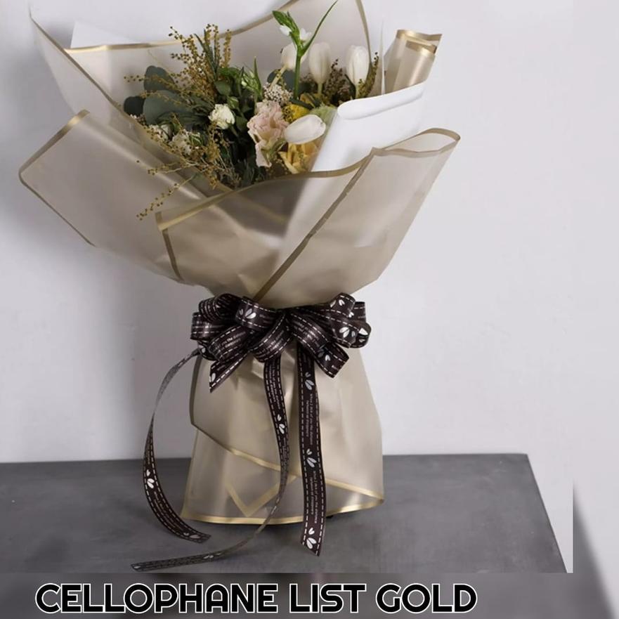 

지 CHAT TANYA STOCK TERLEBIH DAHULU SEBELUM MEMESAN / FLOWER WRAPPING PAPER LIST GOLD / KERTAS BUKET BUNGA LIST MAS HAND BOUQUET / CELLOPHANE LIST GOLD 20 LEMBAR