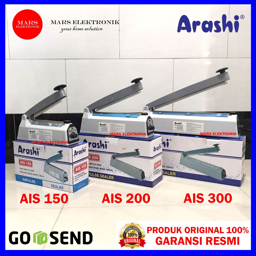 IMPULSE SEALER ARASHI AIS 150 / AIS 200 /AIS 300 / MESIN PRESS PLASTIK / SEAL PLASTIK ARASHI