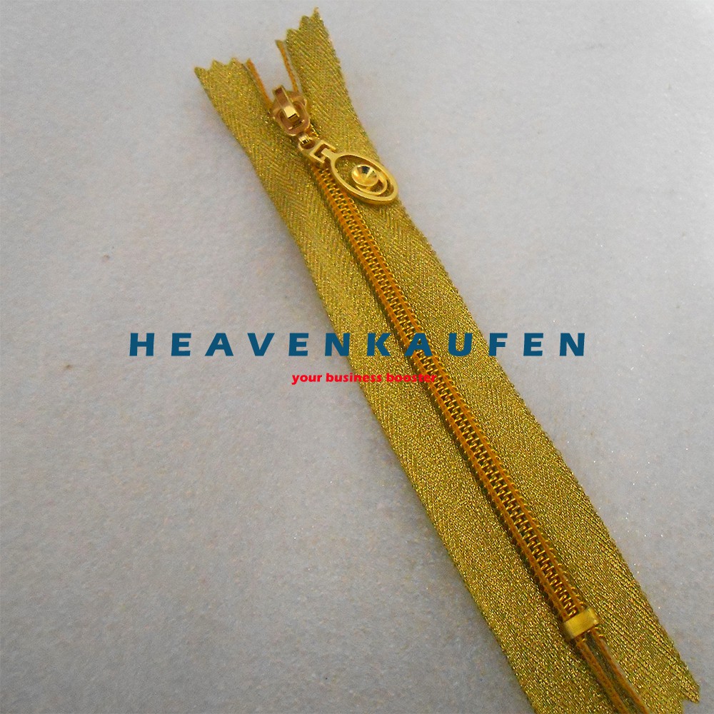 Resleting Zipper Coil 15 cm Blink - Blink Mengkilap Warna Gold