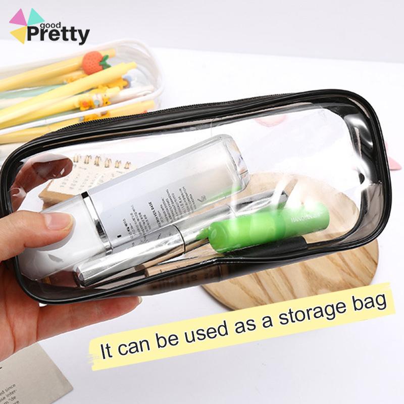 Korea Transparent Pensil Case PVC Student Stationery Zipper Pen Bag Travel Portable Toiletry Makeup Storage Bag