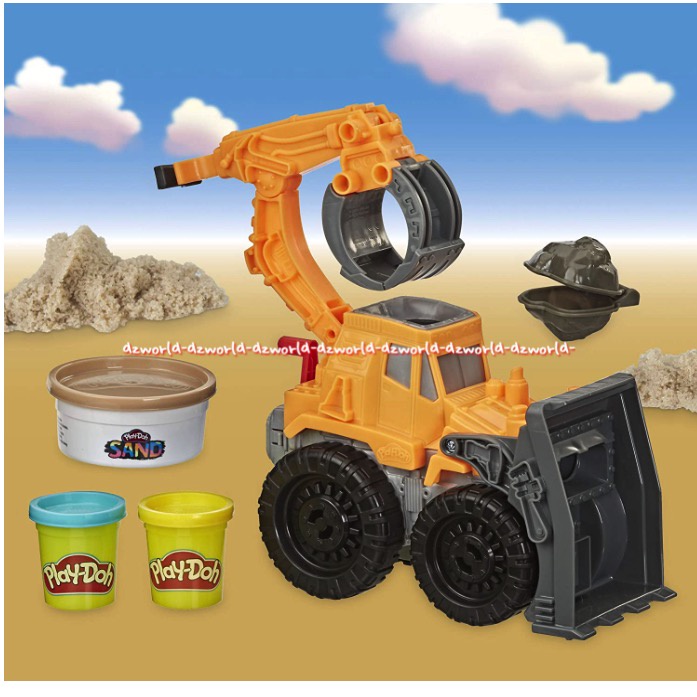 Play-Doh Wheels Front Loader Mainan Lilin Playdoh Mobil Bulldoser Tambang Pasir Mobil Capitan