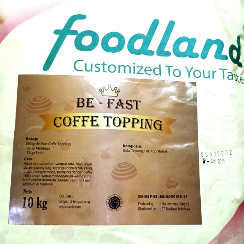 

Foodland BE FAST Coffe Topping 10 Kg ( Gosend Bandung )