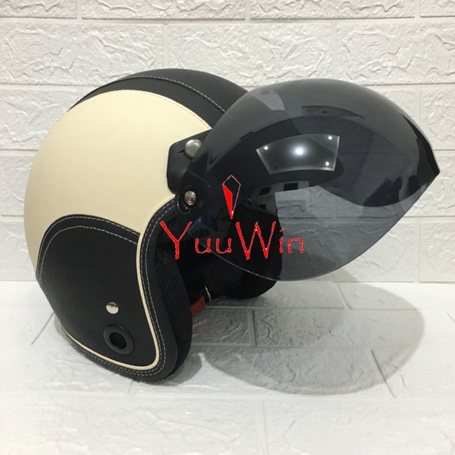 HELM BOGO FULL KULIT CREAM