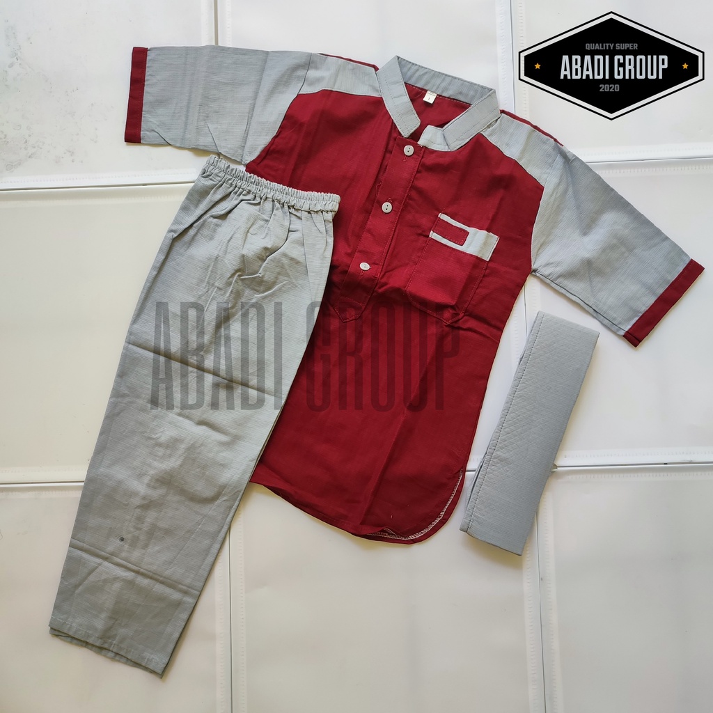 BAJU MUSLIM KOKO KURTA ANAK LAKI LENGAN 3/4 SETELAN UISA 1-12 TAHUN