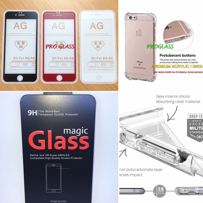 PAKET Iphone 8 PLUS ANTIGLARE magic Glass Tempered Glass+Anticrak Case