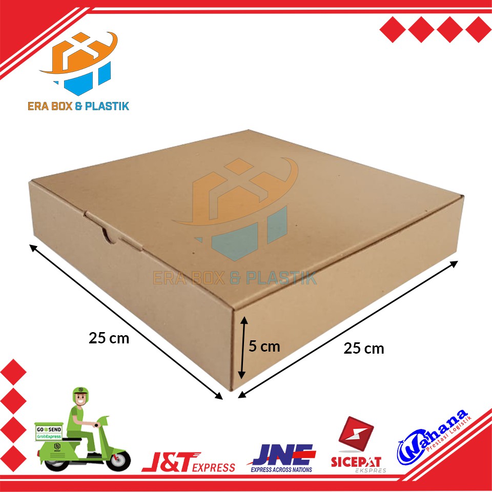 Kardus 25x25x5 cm | 1 Pack Isi 10 Pcs | Box | Karton Packaging | Dus Face Shield / Pizza / Kaos