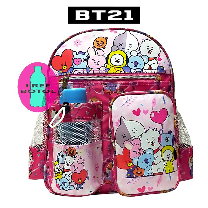 Tas Ransel Mini anak Sekolah PAUD/TK karakter BT21 // Tas ransel BT21 FREE BOTOL !!!