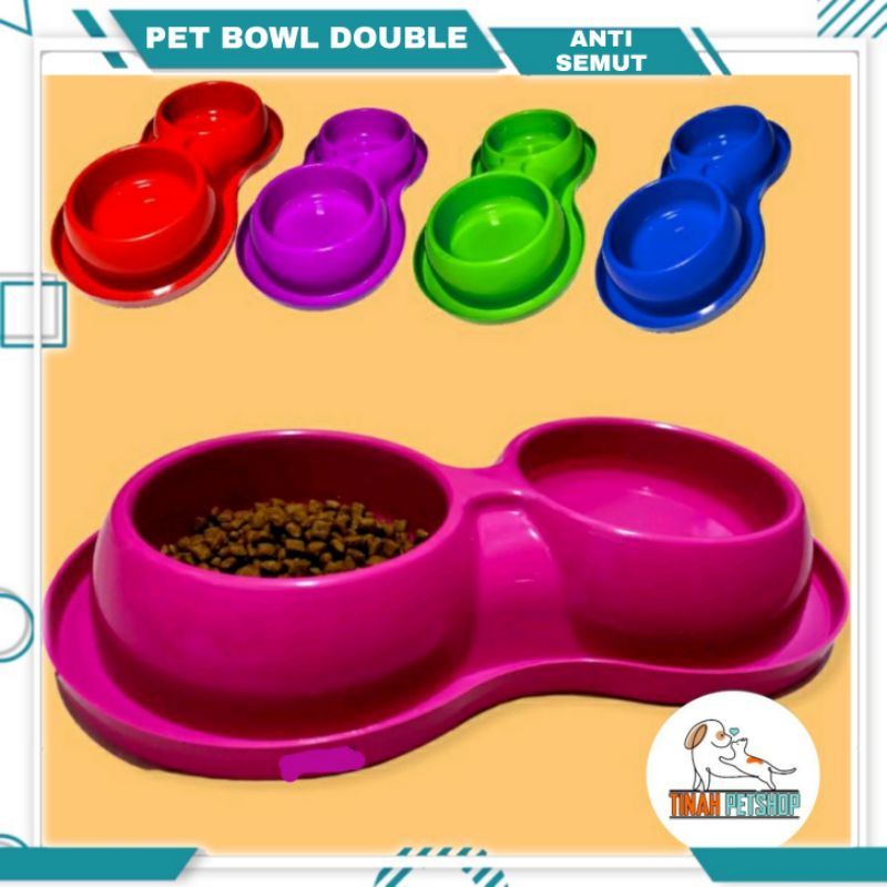 TEMPAT MAKAN DOUBLE BULAT ANTI SEMUT ANTI SLIP / Tempat makan kucing anjing ANTI SEMUT