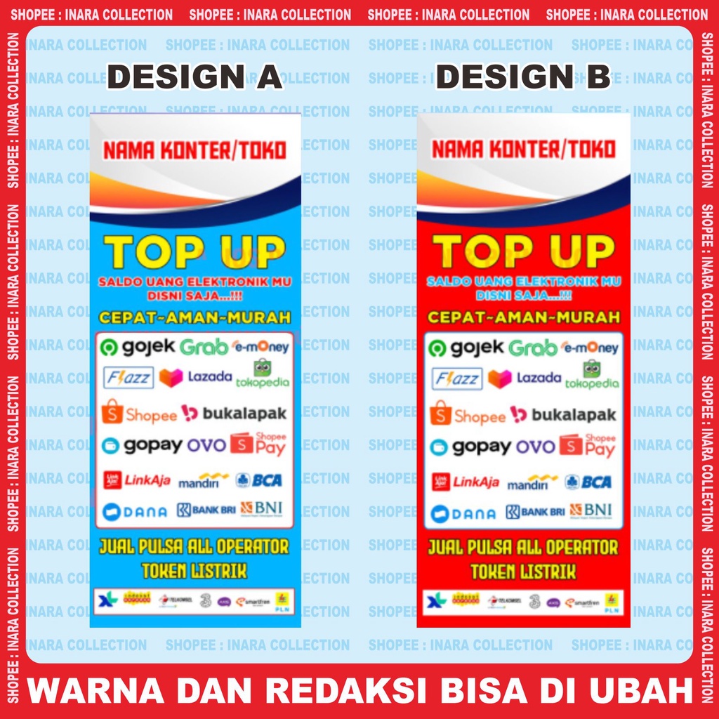 SPANDUK BANNER TOP UP BERBAGAI UKURAN