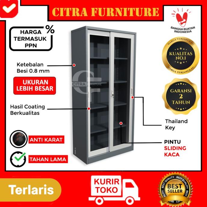 

[[COD]] Lemari Arsip Besi 2 Pintu Sliding Kaca|Kantor File| Sleding Geser NEW Kode 965