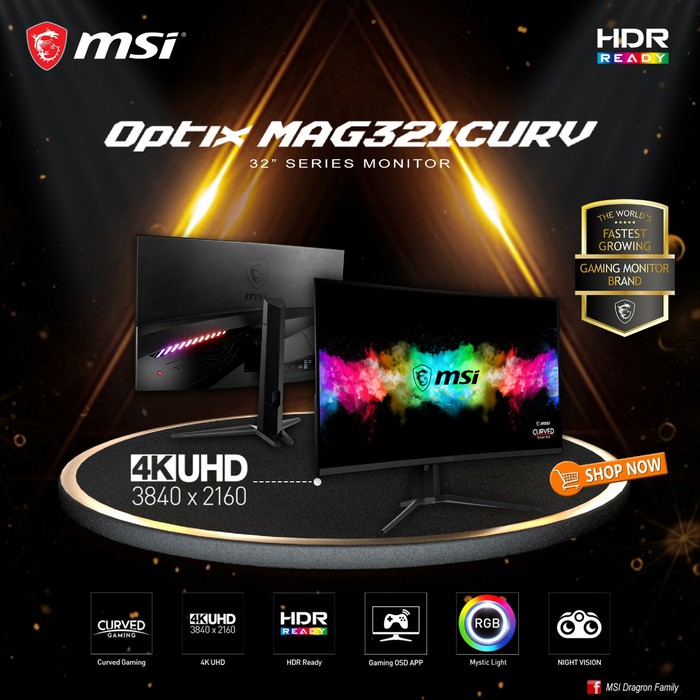 MSI Optix MAG321CURV Curved Gaming Monitor - 32 Inch 4K