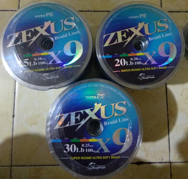 PE ANYFISH ZEXUS BRAID LINE HYPER PE PANJANG 100M SIZE 15LB 20LB 30LB 40LB