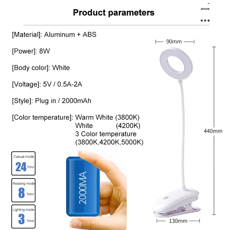 Siswa Perlindungan Mata Untuk Rumah Tangga Kamar Tidur Samping Tempat Tidur Ruang Tamu Pencahayaan Asrama USB Pengisian Langsung LED Lampu Belajar Meja Lampu Malam LED Rechargeable Desk Lamp