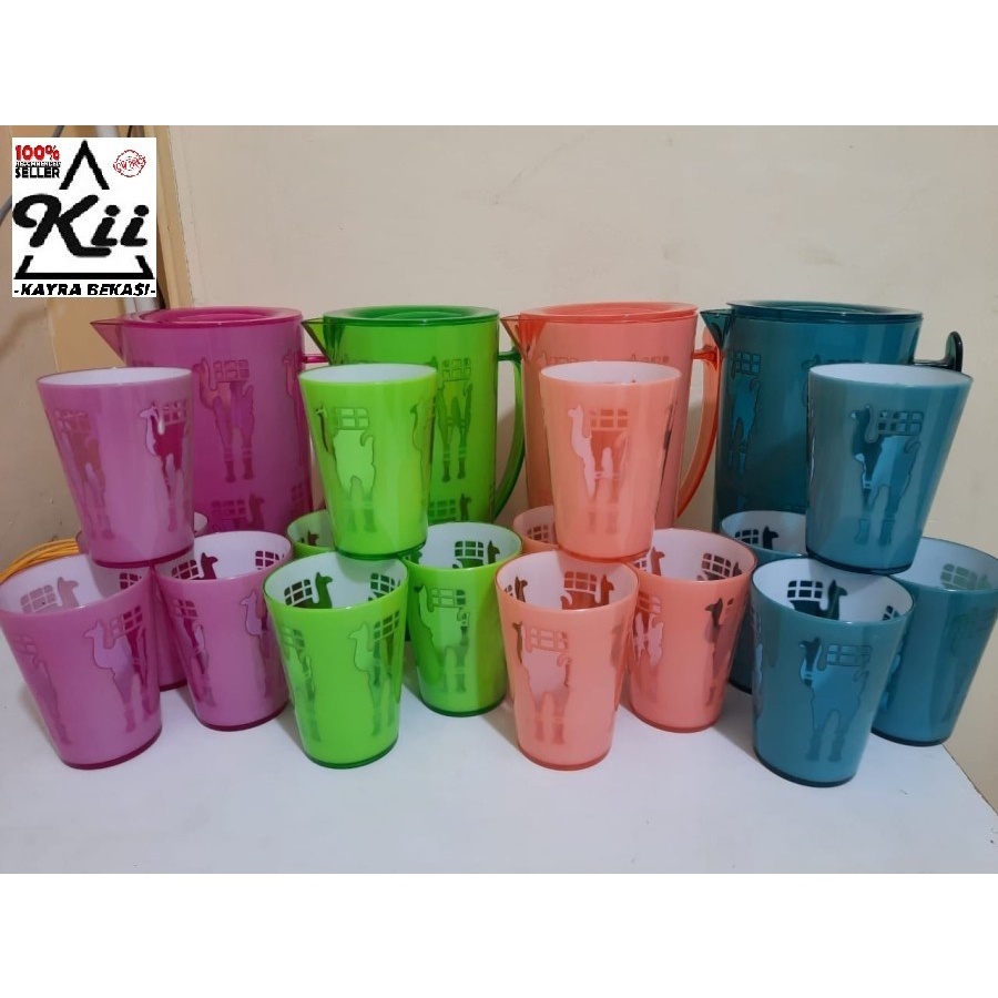 Teko Mika Motif Unta Set 5pcs - Teko Beranak T8812 -Water Jug KarakteR