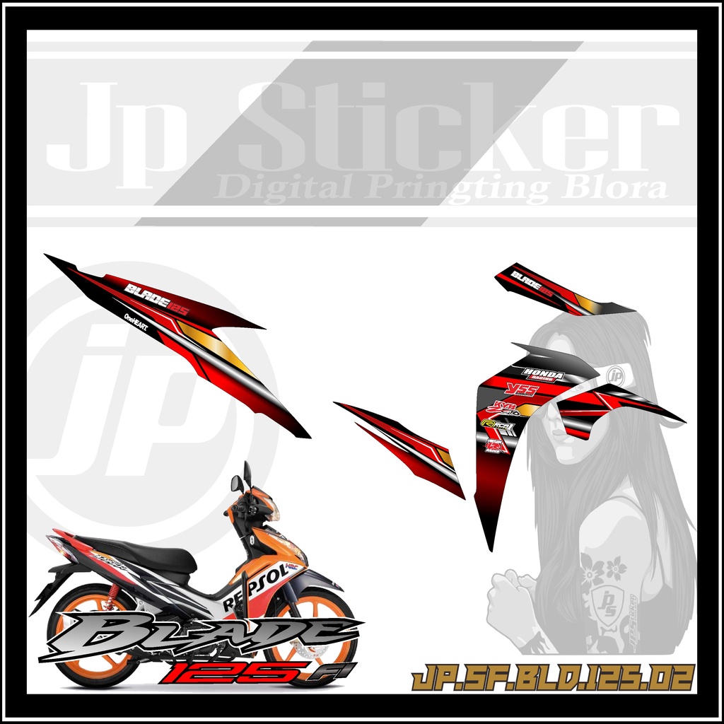 Striping Blade 125 - Sticker Stiker List Variasi Motor Honda BLADE FI 125 NEW JP 02
