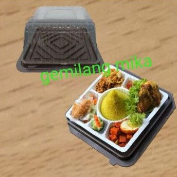 mika tumpeng mini kotak + alas sekat 7 nasi(isi 10set)MURAH